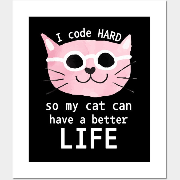 Cat Loving Coder Wall Art by Mey Designs